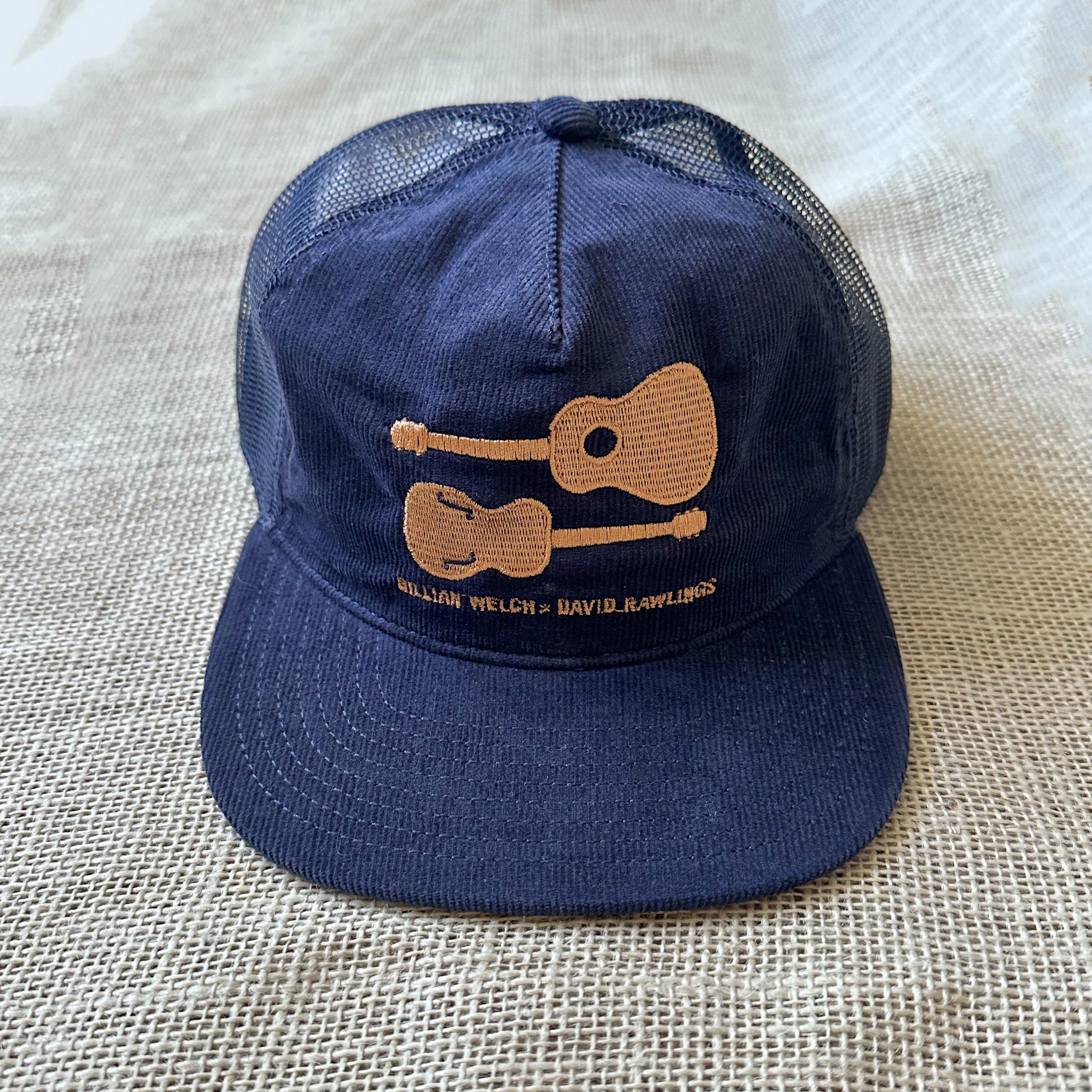 Navy "Guitars" Corduroy Trucker Hat
