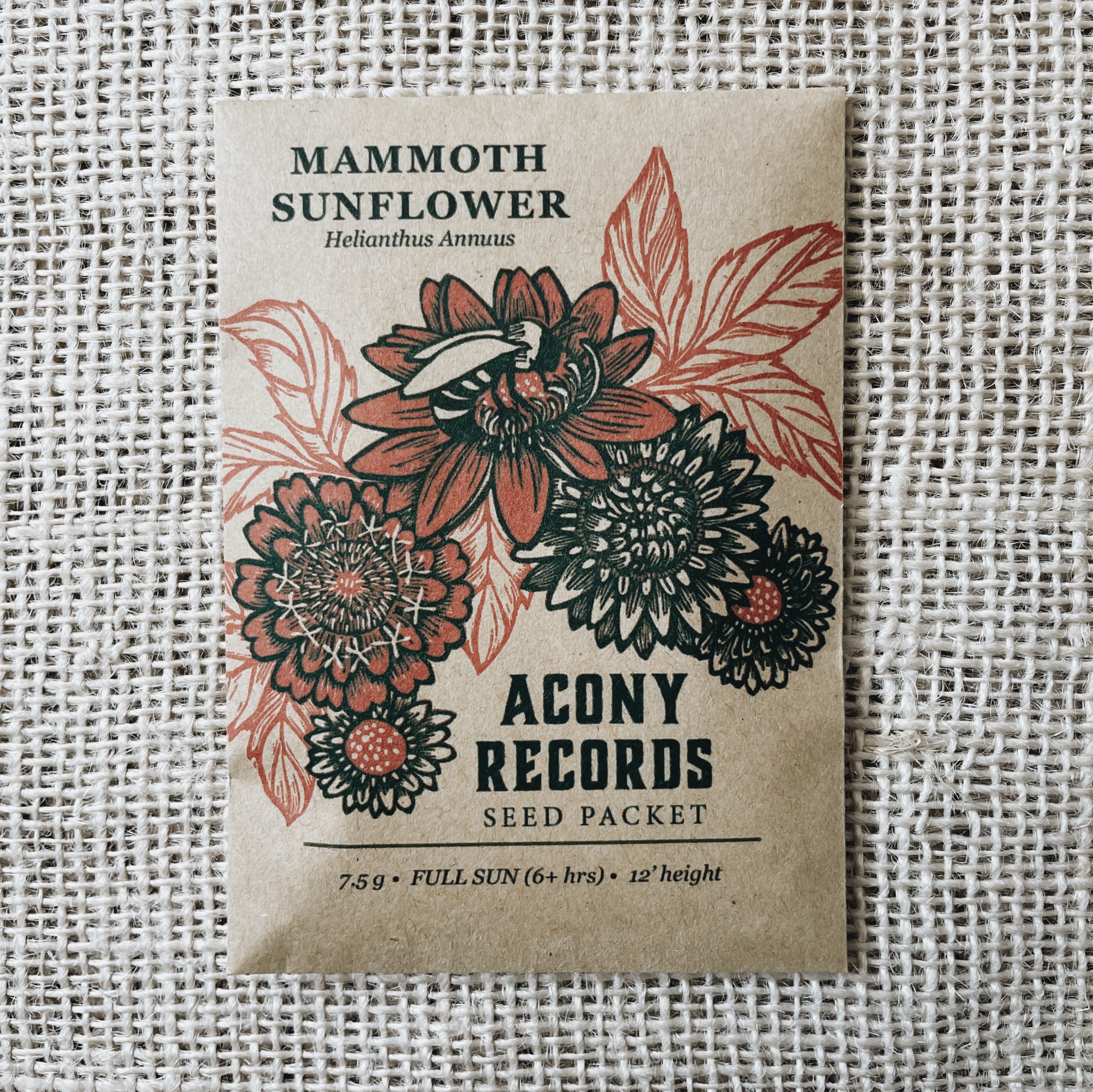 Acony Records Mammoth Sunflower Seed Packet